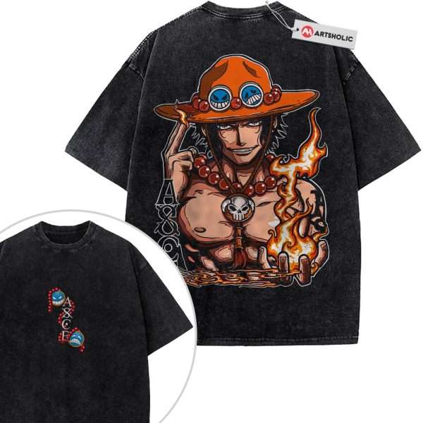 Portgas D Ace Shirt, One Piece Shirt, Anime Shirt, Vintage T-Shirt 2-Sided