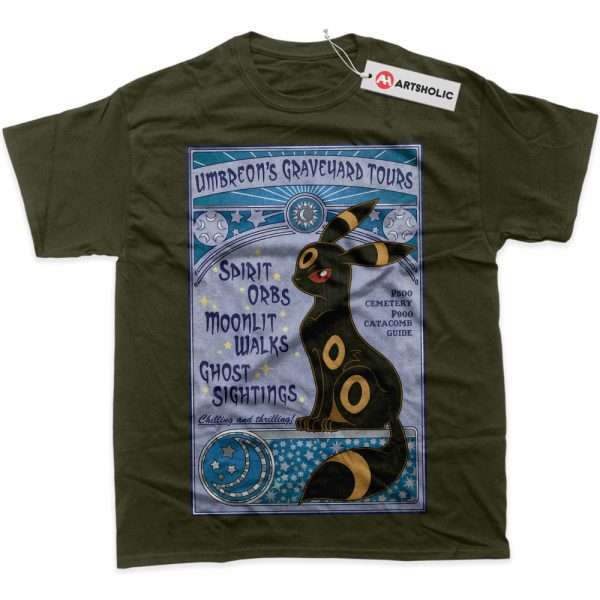 Umbreon Shirt, Pokemon Shirt, Anime Shirt, graphic Tee - Army Green, M