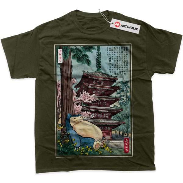 Snorlax Shirt, Pokemon Shirt, Anime Shirt, graphic Tee - Army Green, L