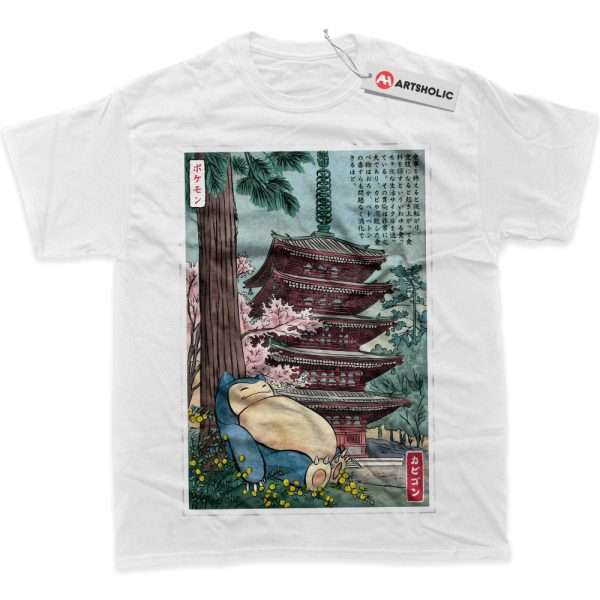 Snorlax Shirt, Pokemon Shirt, Anime Shirt, graphic Tee - White, XL