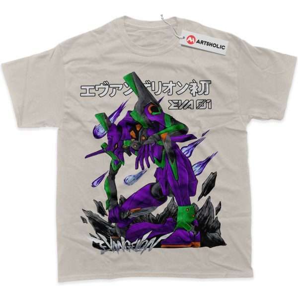 Eva-01 Shirt, Neon Genesis Evangelion Shirt, Anime Shirt, Graphic Tee - Sand, M