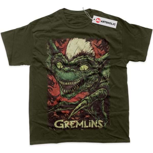 Stripe Shirt, Gremlins Shirt, Halloween Shirt, Horror Shirt, Graphic T-Shirt - Army Green, 2XL