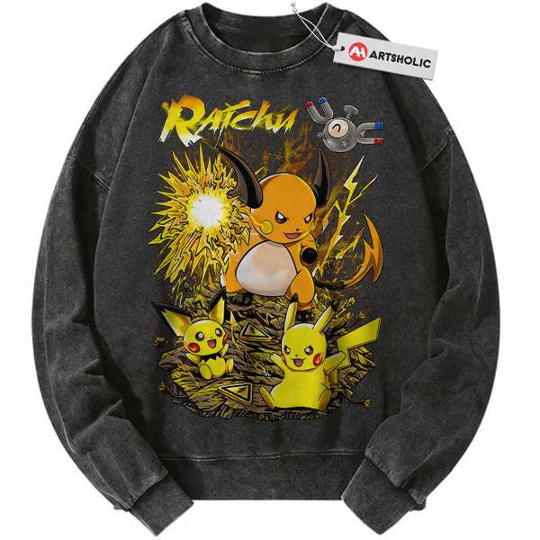 Pikachu Sweatshirt, Raichu Sweatshirt, Pokemon Sweatshirt, Anime Sweatshirt, Vintage Sweater