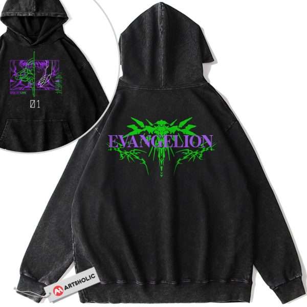 Unit-01 Shinji Ikari Hoodie, Neon Genesis Evangelion Hoodie, Anime Hoodie, Vintage Hoodie 2-Sided