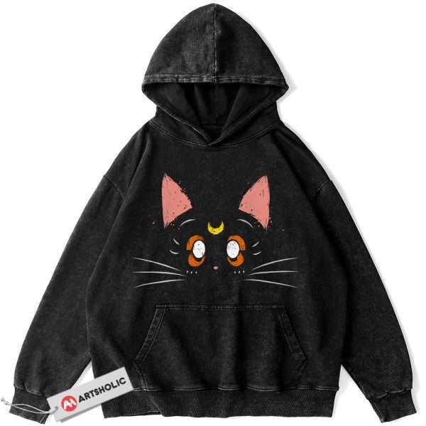 Luna Cat Hoodie, Sailor Moon Hoodie, Anime Hoodie, Vintage Hoodie