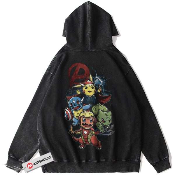 Marvel x Pokemon Hoodie, Anime Hoodie, Vintage Hoodie