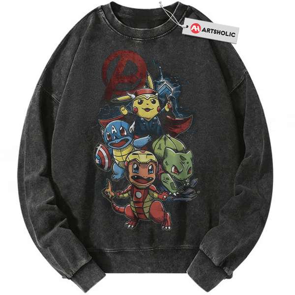 Marvel x Pokemon Sweatshirt, Anime Sweatshirt, Vintage Sweater