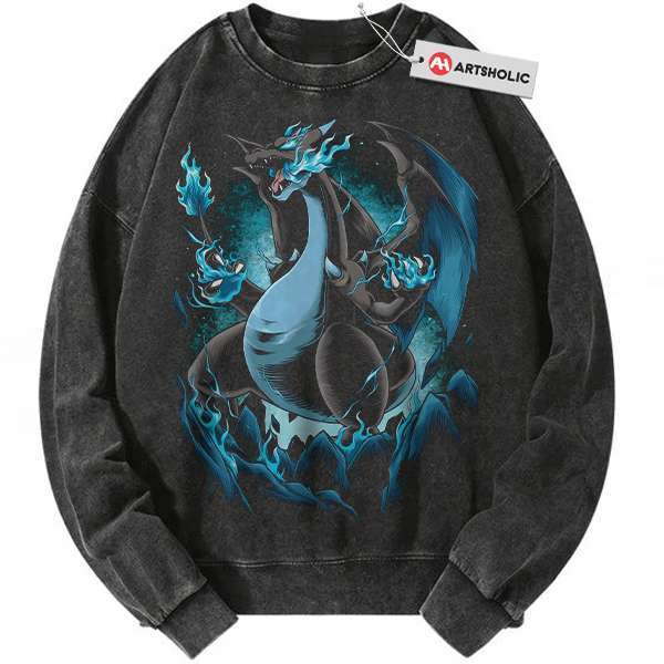 Mega Charizard X Sweatshirt, Pokemon Sweatshirt, Anime Sweatshirt, Vintage Sweater