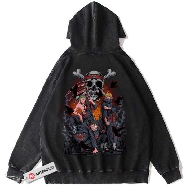 Akatsuki x One Piece Hoodie, Anime Hoodie, Vintage Hoodie