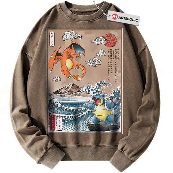 Charizard vs Blastoise Sweatshirt, Pokemon Sweatshirt, Anime Sweatshirt, Vintage Sweater