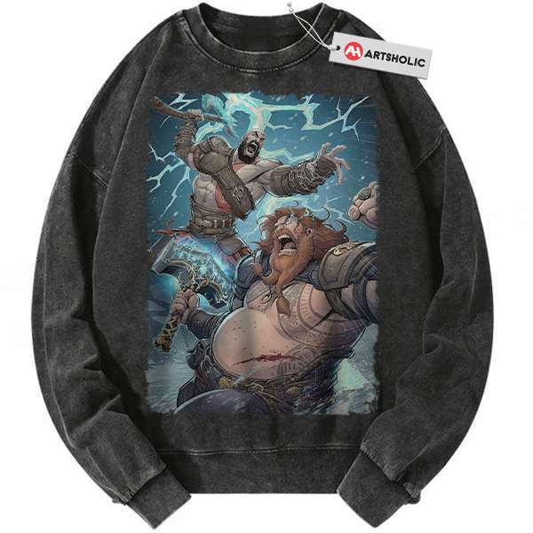 Kratos vs Thor Sweatshirt, God of War Sweatshirt, Game Sweatshirt, Vintage Sweater