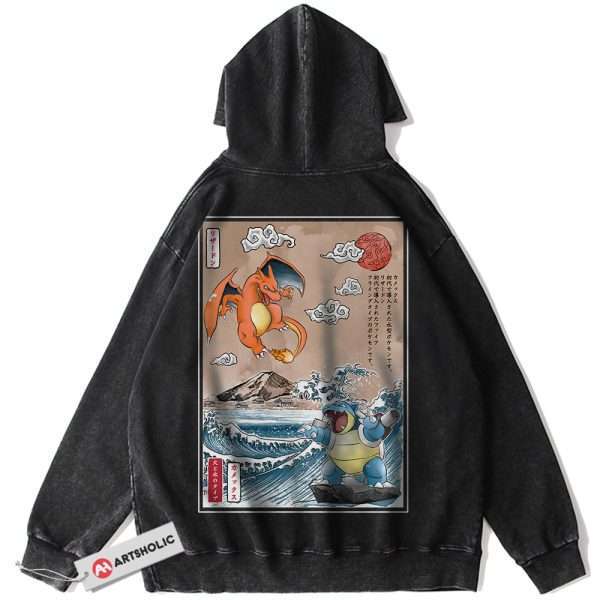 Charizard vs Blastoise Hoodie, Pokemon Hoodie, Anime Hoodie, Vintage Hoodie