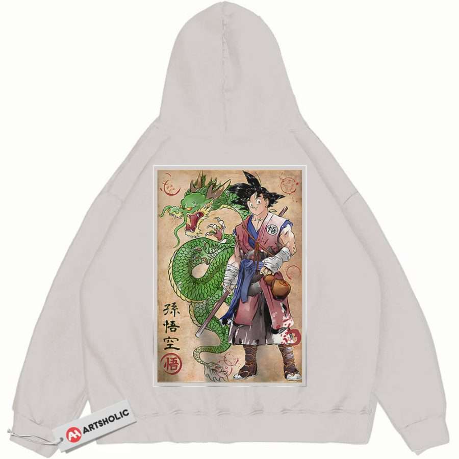 Pull à Capuche Dragon Ball Z Homme – Shenron Imprimé – Noir, Taille M