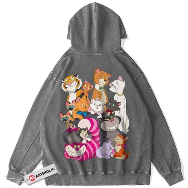 Disney Cat Hoodie, Animated Hoodie, Vintage Hoodie - Dark Gray, XL