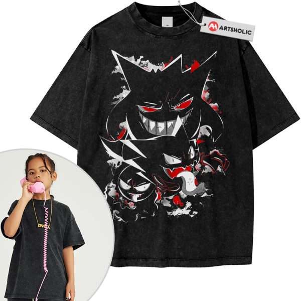 Gengar Gatsly Haunter Tee For Kids, Pokemon Tee For Kids, Anime Tee For Kids, Vintage Tee For Kids