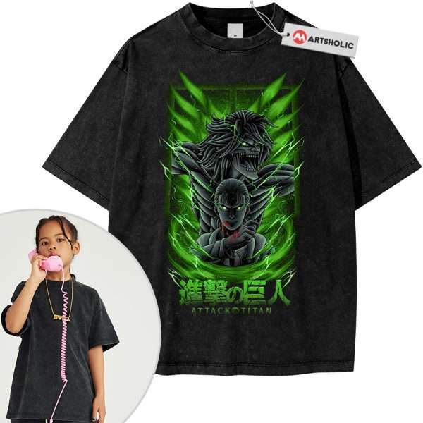 Eren Yeager Tee For Kids, Attack On Titan Tee For Kids, AOT Tee For Kids, Anime Tee For Kids, Vintage T-Tee For Kids