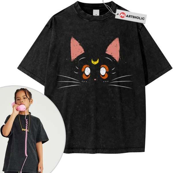 Luna Cat Shirt For Kids, Sailor Moon Shirt For Kids, Anime Shirt For Kids, Vintage T-Shirt For Kids
