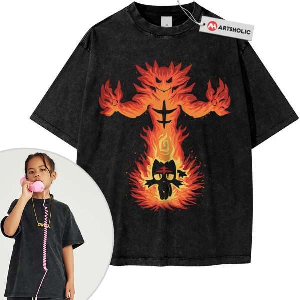 Litten Shirt For Kids, Incineroar Shirt For Kids, Pokemon Shirt For Kids, Anime Shirt For Kids, Vintage Tee For Kids