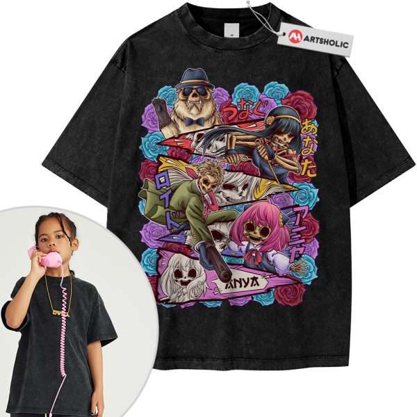 Skull Spy x Family Shirt For Kids, Anime Shirt For Kids, Vintage Tee For Kids