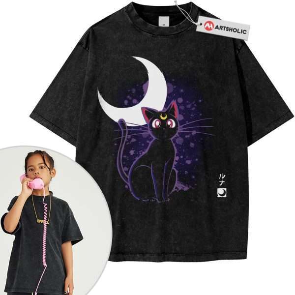 Luna Cat Shirt For Kids, Sailor Moon Shirt For Kids, Anime Shirt For Kids, Vintage Tee For Kids