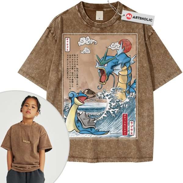 Lapras vs Gyarados Shirt For Kids, Pokemon Shirt For Kids, Anime Shirt For Kids, Vintage T-Shirt For Kids