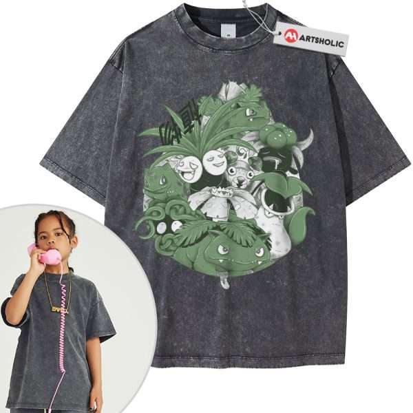 Grass Class Pokemon Shirt For Kids, Anime Shirt For Kids, Vintage T-Shirt For Kids