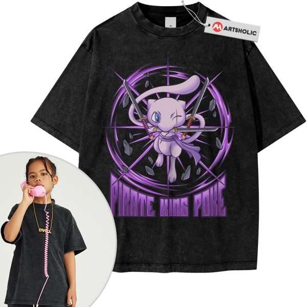 Mew x Zoro Shirt For Kids, Pokemon Shirt For Kids, Anime Shirt For Kids, Vintage T-Shirt For Kids