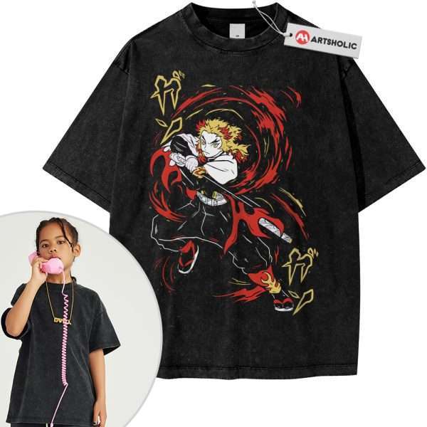 Kyojuro Rengoku Shirt For Kids, Demon Slayer Shirt For Kids, Anime Shirt For Kids, Vintage T-Shirt For Kids