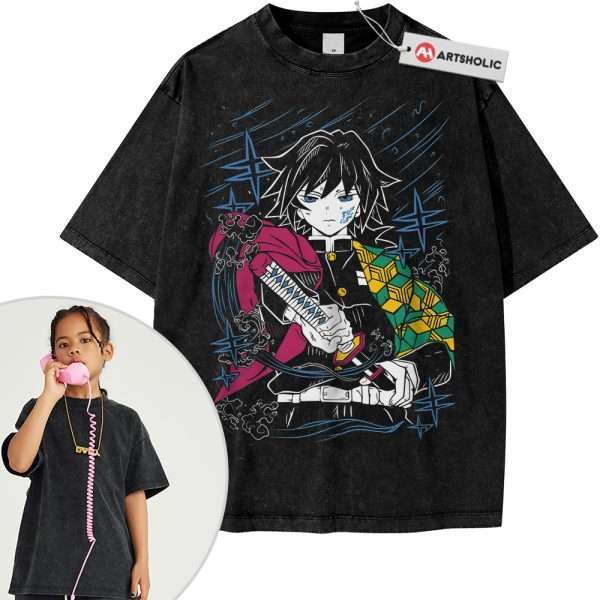 Giyu Tomioka Shirt For Kids, Demon Slayer Shirt For Kids, Anime Shirt For Kids, Vintage T-Shirt For Kids