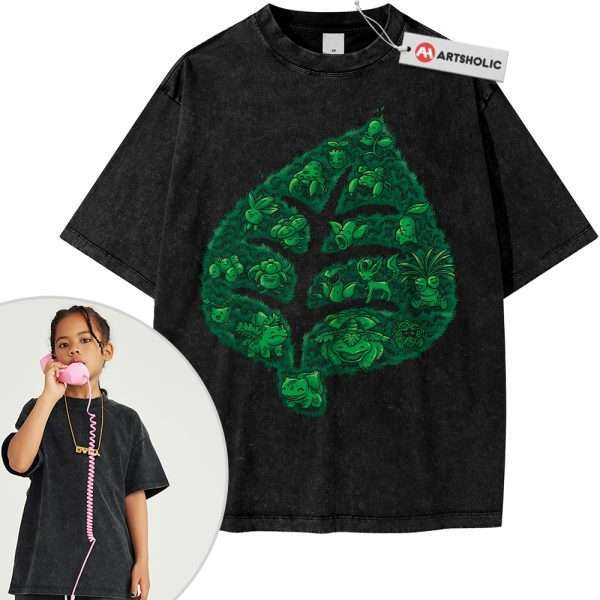 Grass-Type Pokemon Shirt For Kids, Anime Shirt For Kids, Vintage T-Shirt For Kids