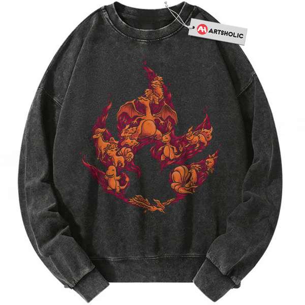 Fire-Type Pokemon Sweatshirt, Anime Sweatshirt, Vintage Sweatshirt
