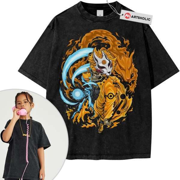 Skeleton Naruto Uzumaki Shirt For Kids, Anime Shirt For Kids, Vintage T-Shirt For Kids