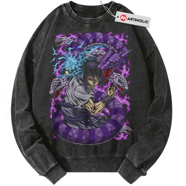 Skull Sasuke Uchiha Sweatshirt, Naruto Sweatshirt, Anime Sweatshirt, Vintage Sweatshirt