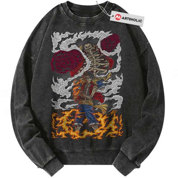 Skeleton Monkey D Luffy Sweatshirt, One Piece Sweatshirt, Anime Sweatshirt, Vintage Sweatshirt
