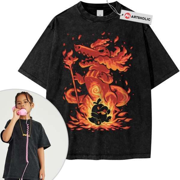 Fuecoco vs Skeledirge Shirt For Kids, Pokemon Shirt For Kids, Anime Shirt For Kids, Vintage T-Shirt For Kids