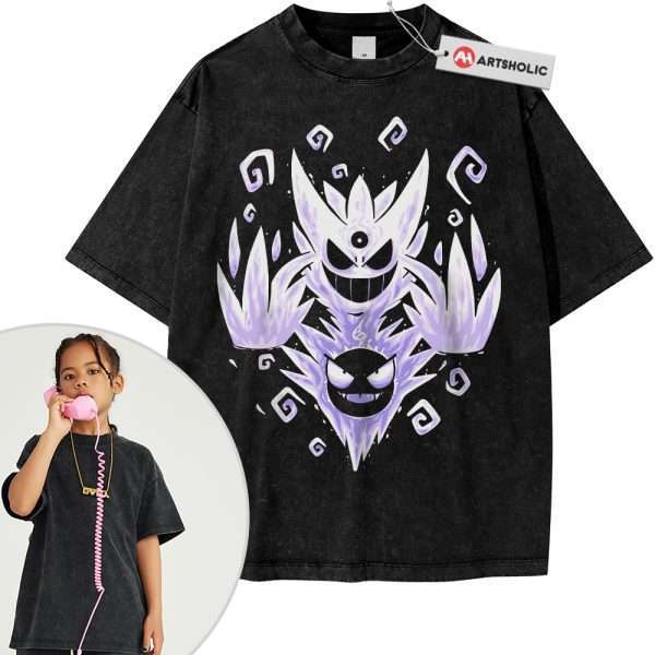 Gatsly vs Mega Gengar Shirt For Kids, Pokemon Shirt For Kids, Anime Shirt For Kids, Vintage T-Shirt For Kids