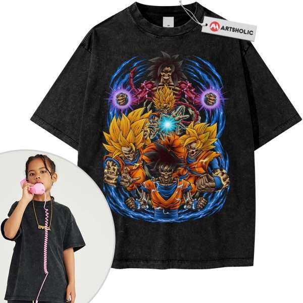 Skeleton Son Goku Shirt For Kids, Dragon Ball Shirt For Kids, Anime Shirt For Kids, Vintage Tee For Kids