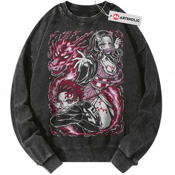 Nezuko and Tanjiro Kamado Sweatshirt, Demon Slayer Sweatshirt, Anime Sweatshirt, Vintage Sweatshirt