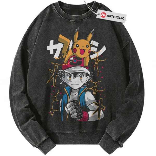Pikachu vs Ash Ketchum Sweatshirt, Pokemon Sweatshirt, Anime Sweatshirt, Vintage Sweatshirt