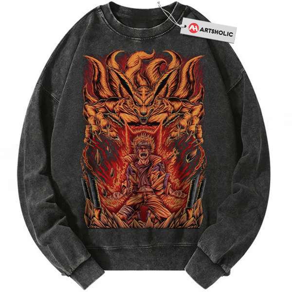 Kurama vs Naruto Uzumaki Sweatshirt, Anime Sweatshirt, Vintage Sweatshirt