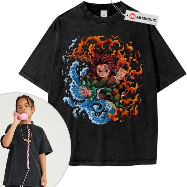 Tanjiro Kamado Shirt For Kids, Demon Slayer Shirt For Kids, Anime Shirt For Kids, Vintage T-Shirt For Kids