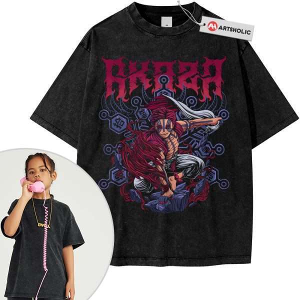 Akaza Shirt For Kids, Demon Slayer Shirt For Kids, Anime Shirt For Kids, Vintage T-Shirt For Kids