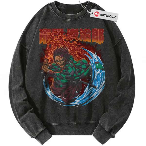 Skull Tanjiro Kamado Sweatshirt, Demon Slayer Sweatshirt, Anime Sweatshirt, Vintage Sweatshirt