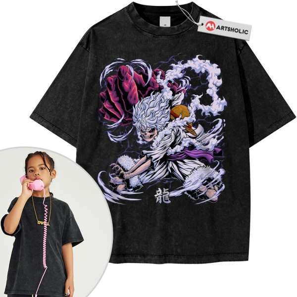 Skull Luffy Gear 5 Shirt For Kids, One Piece Shirt For Kids, Anime Shirt For Kids, Vintage Tee For Kids