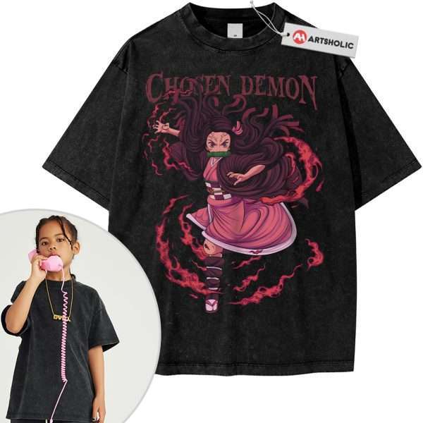 Nezuko Kamado Shirt For Kids, Demon Slayer Shirt For Kids, Anime Shirt For Kids, Vintage T-Shirt For Kids