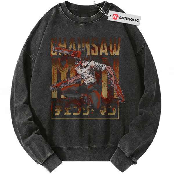 Denji - Chainsaw Devil Sweatshirt, Chainsaw Man Sweatshirt, Anime Sweatshirt, Vintage Sweatshirt