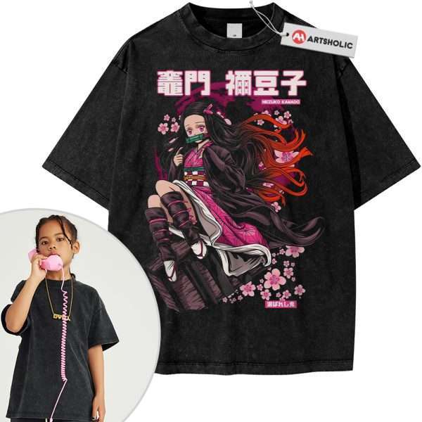 Nezuko Kamado Shirt For Kids, Demon Slayer Shirt For Kids, Anime Shirt For Kids, Vintage Tee For Kids
