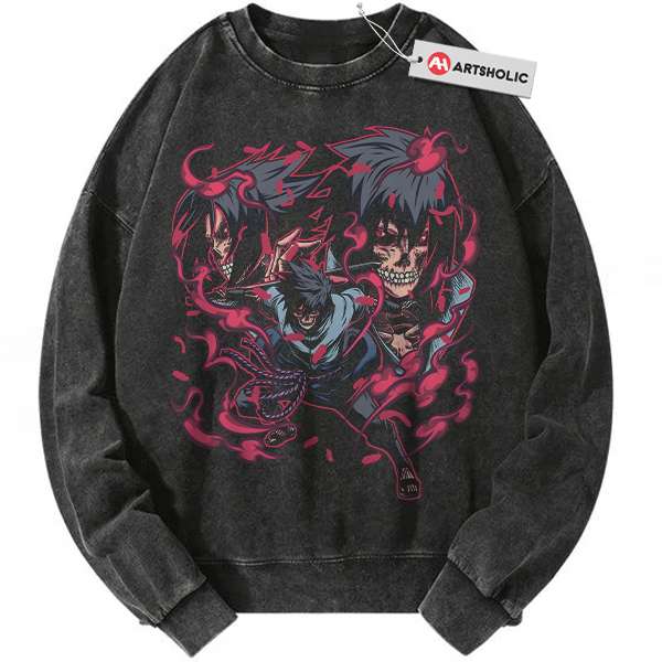 Skull Sasuke Uchiha Sweatshirt, Naruto Sweatshirt, Anime Sweatshirt, Vintage Sweatshirt