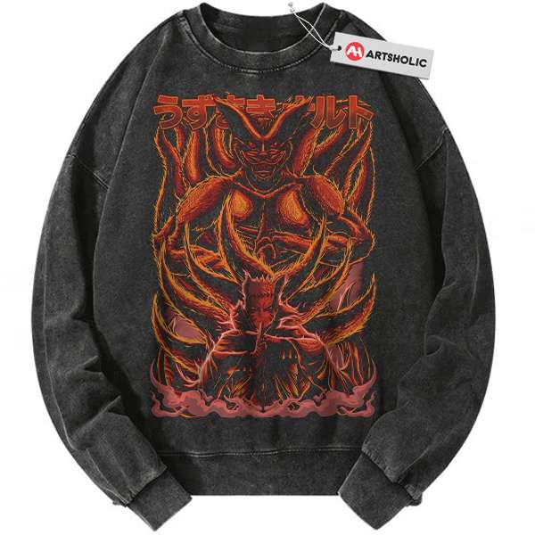Kurama vs Naruto Uzumaki Sweatshirt, Anime Sweatshirt, Vintage Sweatshirt