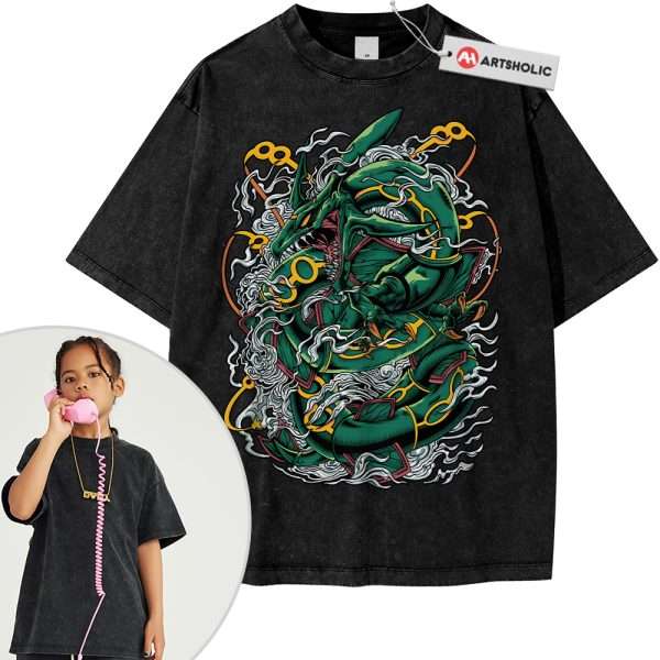 Rayquaza Shirt For Kids, Pokemon Shirt For Kids, Anime Shirt For Kids, Vintage T-Shirt For Kids